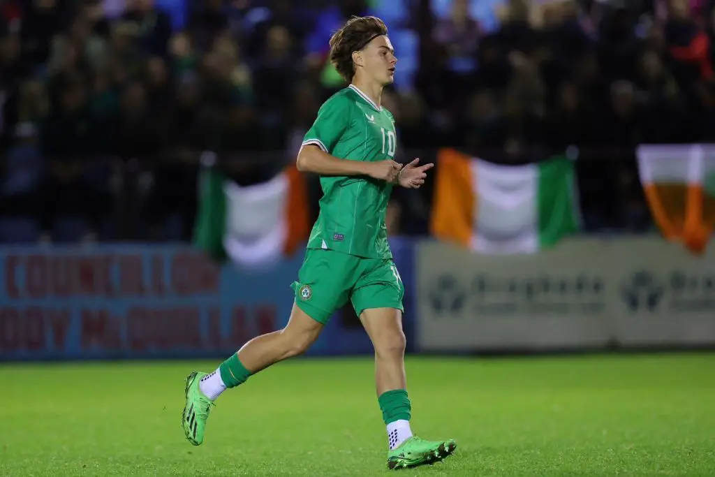 McDonnell in action as an Irish youth international.